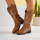 Wide Calf Cowgirl Boots With Classic Embroidered