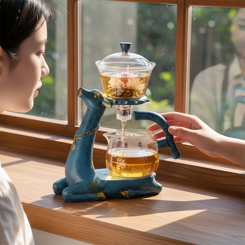Automatic Magnetic Dispensing Glass Tea Set