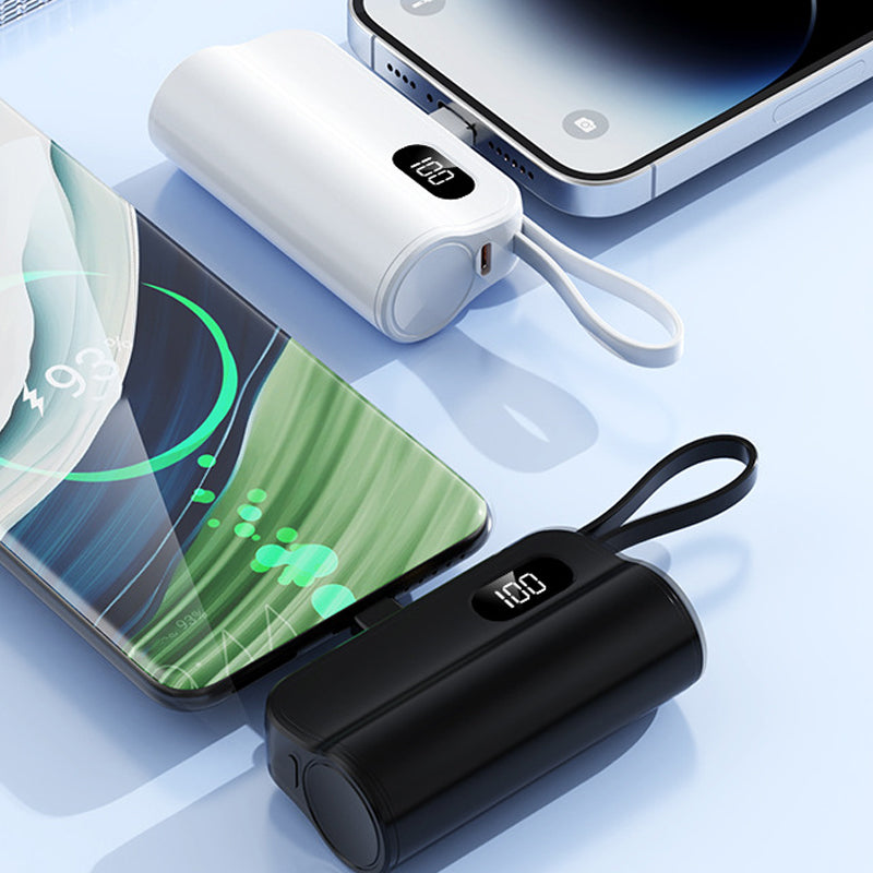 5000mAh Mini Power Bank with Built-in Cable & Stand