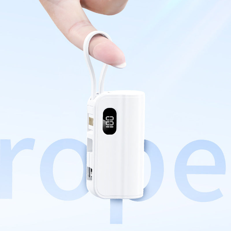 5000mAh Mini Power Bank with Built-in Cable & Stand