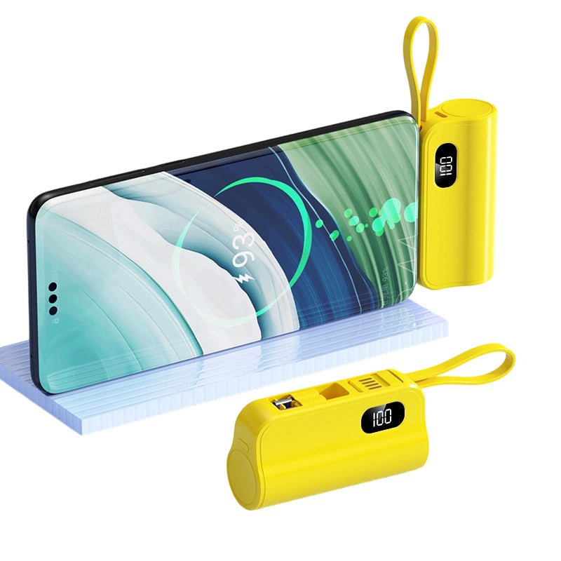 5000mAh Mini Power Bank with Built-in Cable & Stand
