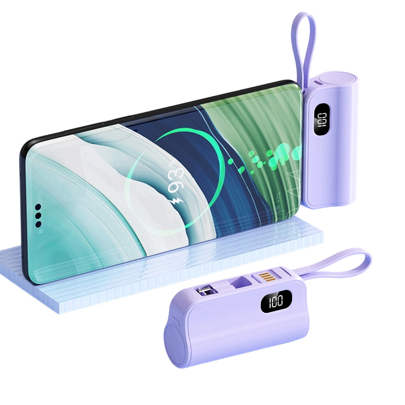 5000mAh Mini Power Bank with Built-in Cable & Stand