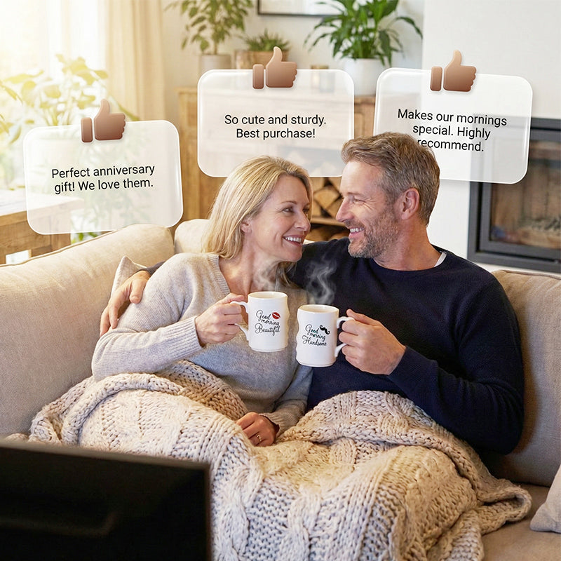 Romantic Heart Handle Kissing Mugs for Couples