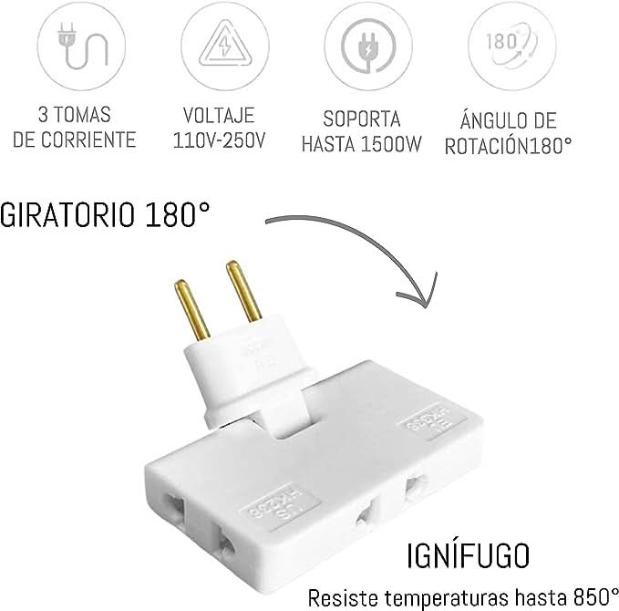 🎁 Hot off the shelves!——Rotating power strip adapter – one plug, three outlets. 180-degree extendable plug.