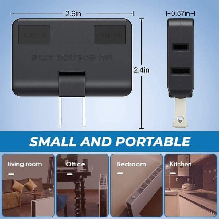 🎁 Hot off the shelves!——Rotating power strip adapter – one plug, three outlets. 180-degree extendable plug.