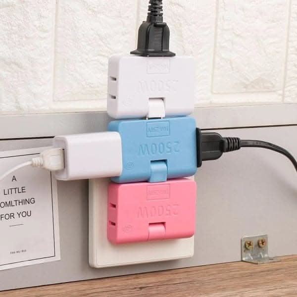 🎁 Hot off the shelves!——Rotating power strip adapter – one plug, three outlets. 180-degree extendable plug.