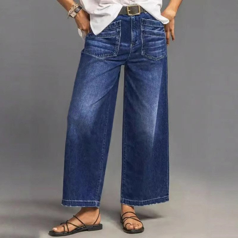 📢📢60% OFF!!⏰Women's Casual High-Rise Wide-Leg Jeans