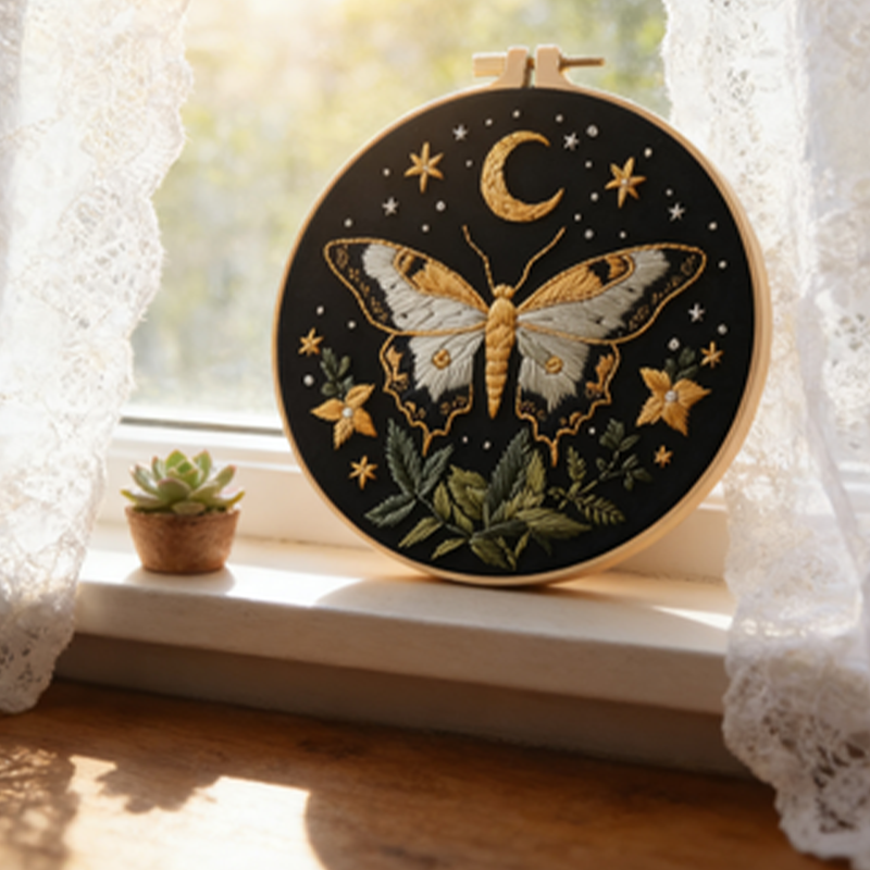 DIY Starry Moon Embroidery Kit
