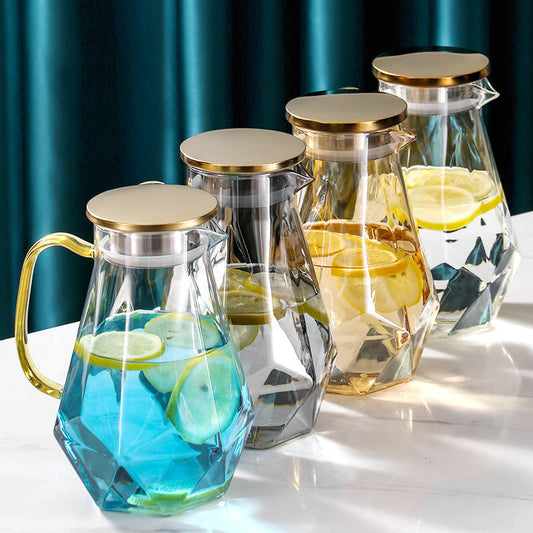 Elegant Geometric Glass Pitcher with Infuser