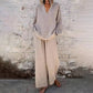 📢📢Limited Spring Edition⏰💡Designed in the USA💡Casual Solid Color V-Neck Long Sleeve Top & Wide-Leg Pants Set
