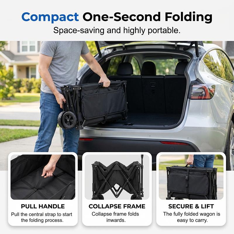🛒 Tired of carrying heavy loads by hand? This collapsible wagon hauls everything – camping gear, moving boxes, even 50 lb dog food bags. Folds flat to store like a bin! 🔥