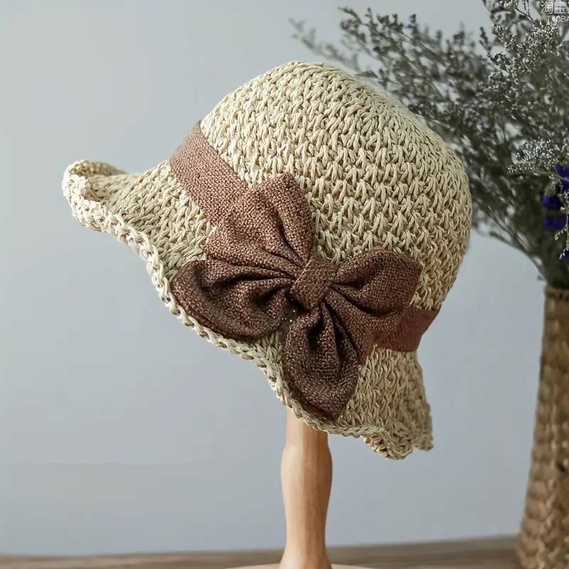 ⏳Time-Limited Special⏰Straw Hat with Retro Bow – Foldable & Breathable for Summer