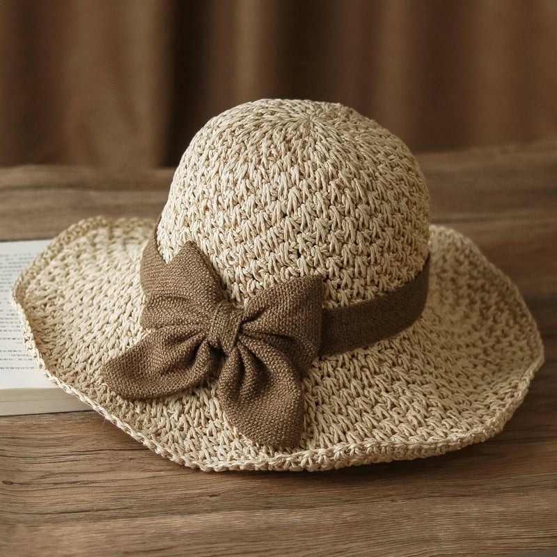 ⏳Time-Limited Special⏰Straw Hat with Retro Bow – Foldable & Breathable for Summer