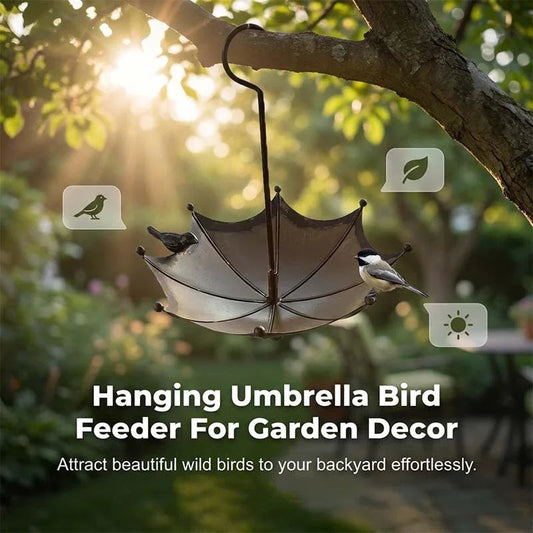 🐦 50% OFF NOW! ✨ Hanging Umbrella Bird Feeder & Bath – Dual-Use, Rust-Resistant, Vintage Style & Perfect for Garden Decor ☂️