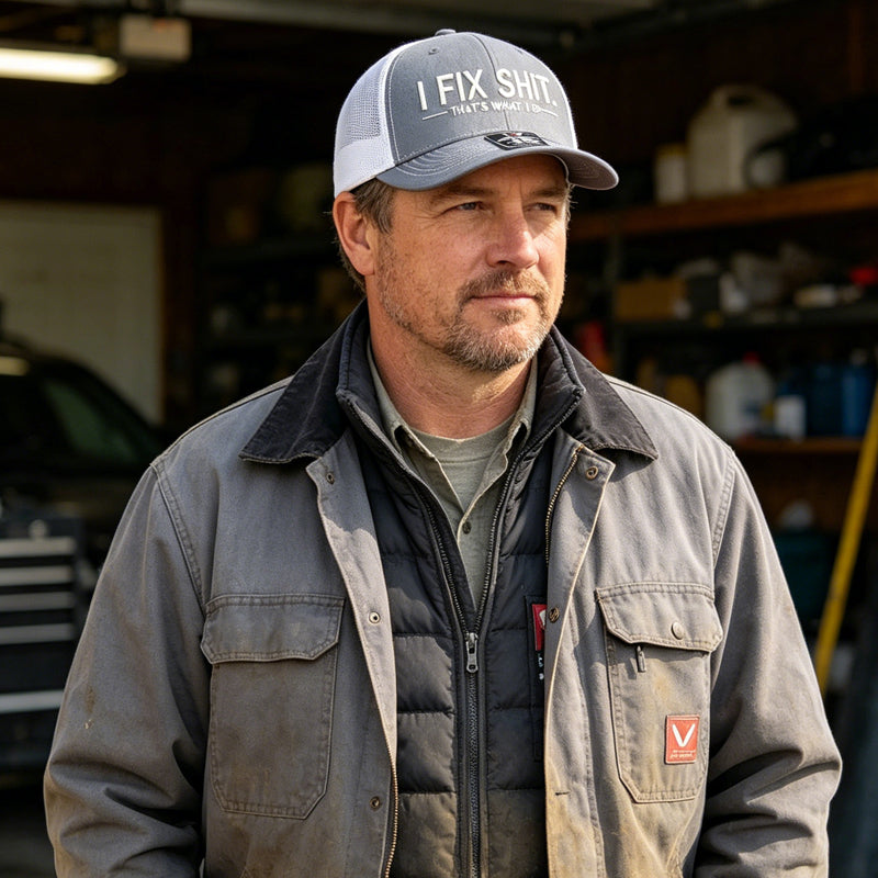 🔥2026 New Arrival ＆ Hot Sale🔥Mesh Back Trucker Cap with "I Fix Shit" Embroidery – Breathable Outdoor Sun Hat🧢☀️
