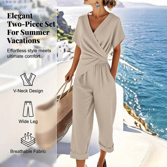 🔥Limited-time offer-Elegant Solid Color Two-Piece Set