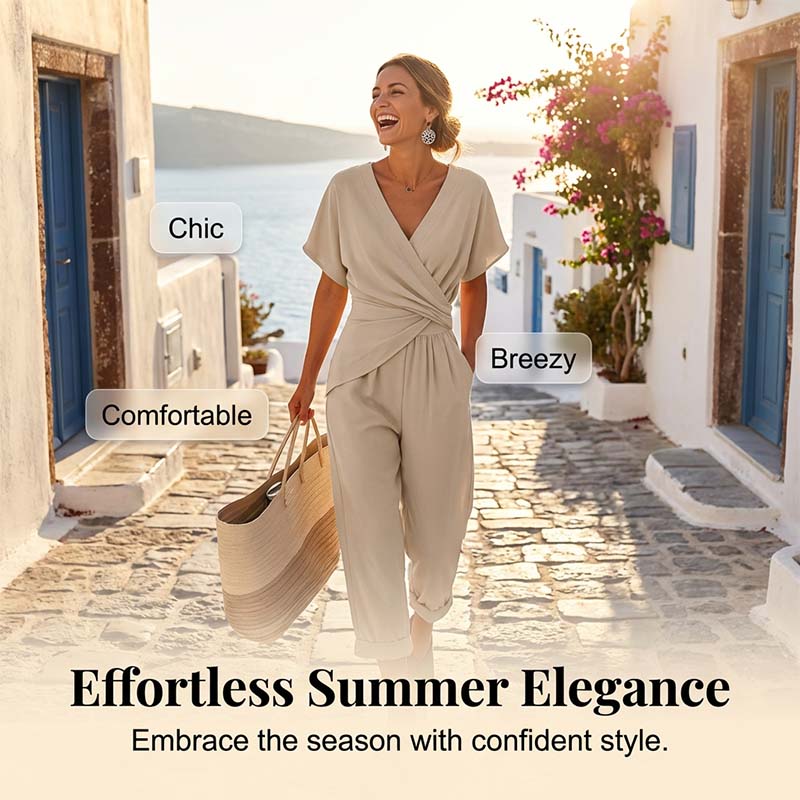 🔥Limited-time offer-Elegant Solid Color Two-Piece Set