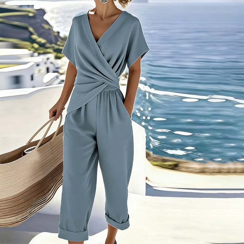 🔥Limited-time offer-Elegant Solid Color Two-Piece Set