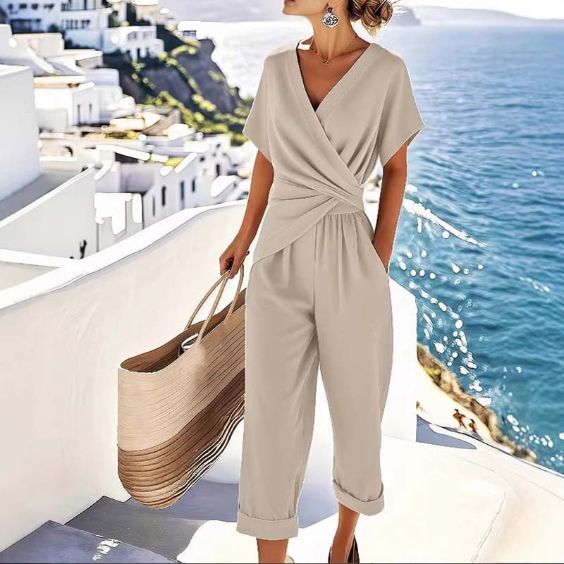 🔥Limited-time offer-Elegant Solid Color Two-Piece Set