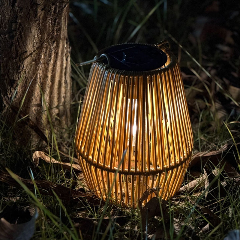 🔥🎁New: 50% OFF🔥🏮 Hand-woven bamboo lantern with solar panel | Patio, garden & camping ✨