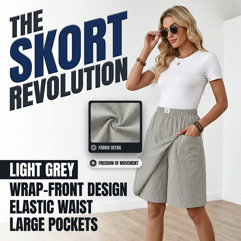 ⏰🔥LIMITED TIME 50% OFF! 💃 Women’s Casual Elastic Waist Wrap Skort – Comfortable, Flowy & Perfect for Summer Days ☀️✨