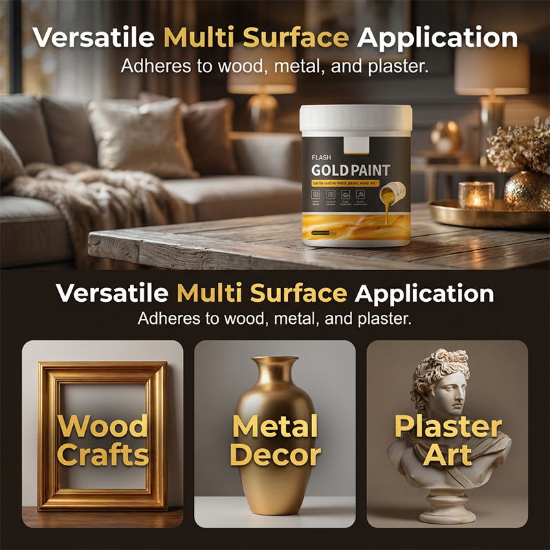 ⏳Time-Limited Special⏰Water-Based Flash Gold Paint – Versatile for Canvas, Wood & Ceramic 🎨🖌️【While Supplies Last】