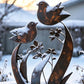 Rustic Bird & Flower Metal Garden Stake