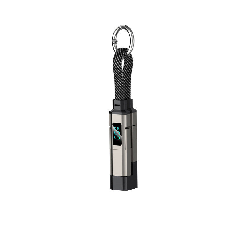 🔥HOT SALE50% OFF🔥🔌 4-in-1 charging cable with digital display & key ring – fast charging, kink-resistant & compact