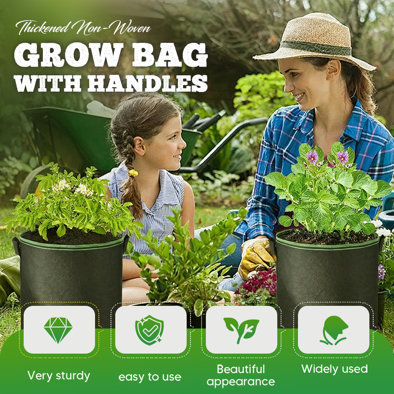 🌱👜 5-Pack Thickened Non-Woven Grow Bag With Handles – Heavy Duty, Breathable Fabric, Eco-Friendly, Large Capacity. Perfect For Potatoes, Tomatoes & Herbs! 🥔🍅🌿