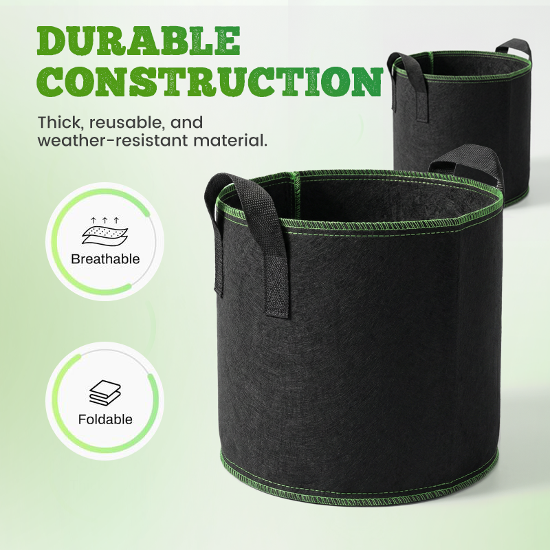 🌱👜 5-Pack Thickened Non-Woven Grow Bag With Handles – Heavy Duty, Breathable Fabric, Eco-Friendly, Large Capacity. Perfect For Potatoes, Tomatoes & Herbs! 🥔🍅🌿