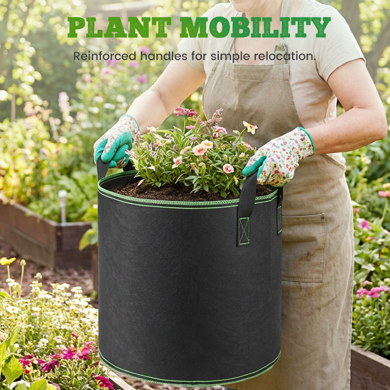 🌱👜 5-Pack Thickened Non-Woven Grow Bag With Handles – Heavy Duty, Breathable Fabric, Eco-Friendly, Large Capacity. Perfect For Potatoes, Tomatoes & Herbs! 🥔🍅🌿