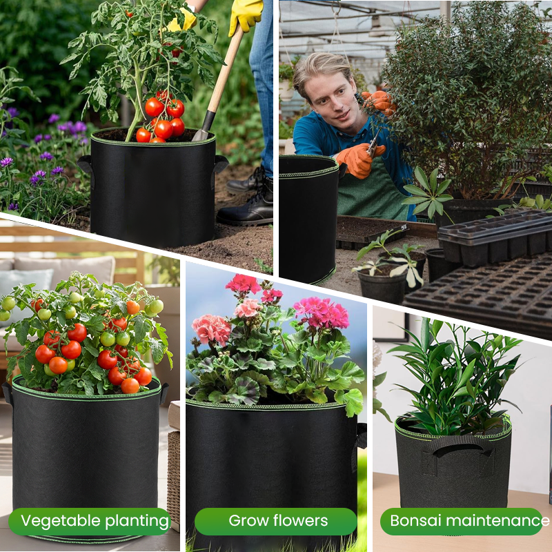 🌱👜 5-Pack Thickened Non-Woven Grow Bag With Handles – Heavy Duty, Breathable Fabric, Eco-Friendly, Large Capacity. Perfect For Potatoes, Tomatoes & Herbs! 🥔🍅🌿