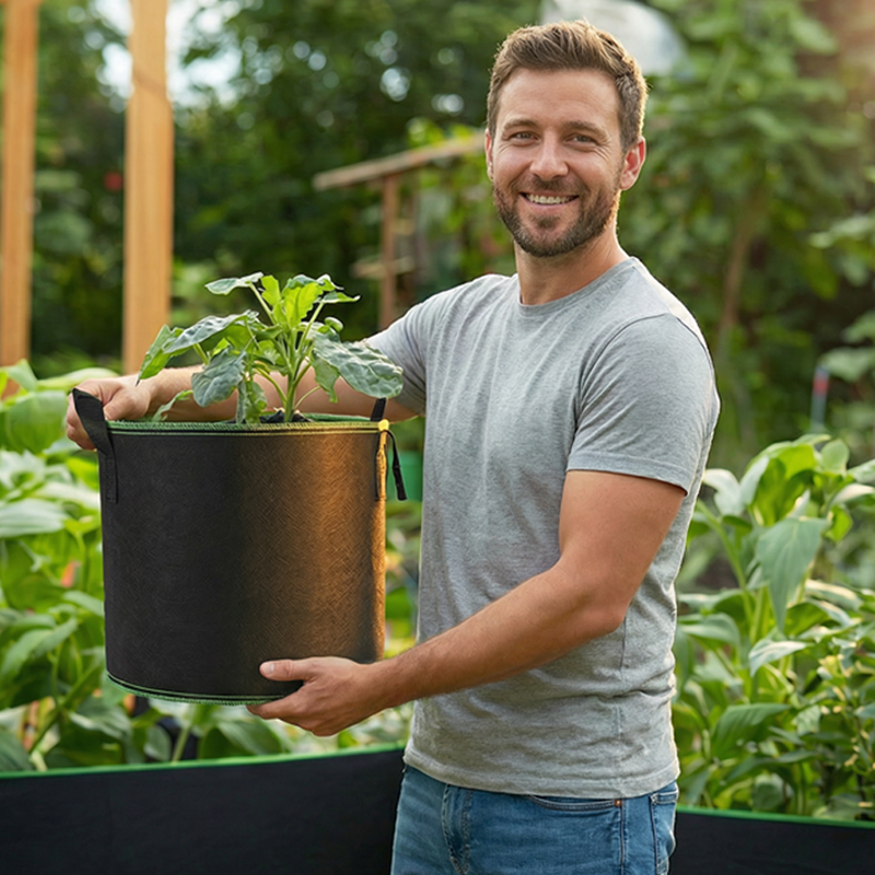 🌱👜 5-Pack Thickened Non-Woven Grow Bag With Handles – Heavy Duty, Breathable Fabric, Eco-Friendly, Large Capacity. Perfect For Potatoes, Tomatoes & Herbs! 🥔🍅🌿