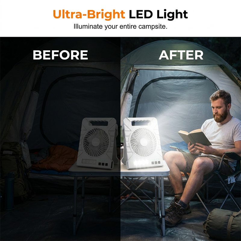 🌞 LIMITED-TIME 50% OFF! ✨ Solar-Powered Outdoor Fan – Rechargeable, Ultra-Quiet, with LED Light 💡