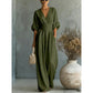 📢📢50% Off💟Women's V-Neck High Waist Wide Leg Jumpsuit