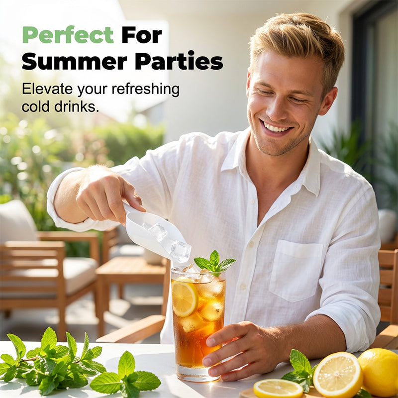 One-Press Ice Cube Maker Set – 28-Grid & Odor-Proof Bin