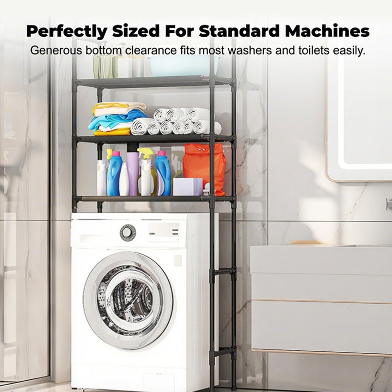 🧺No-Drill Over-Washer Storage Rack, Waterproof Rustproof Laundry & Bathroom Organizer Shelf for Space Saving