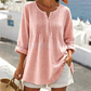⌛Limited-Time Offer-Women's Long Sleeve Pleated Henley Neck Blouse