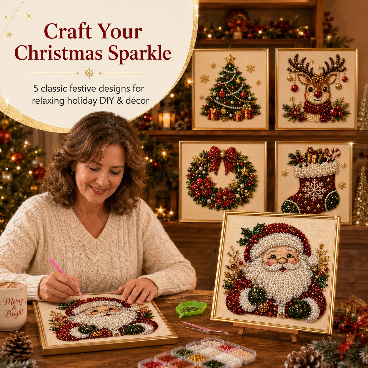 🔥🧘Relaxing & Beginner-Friendly - 🎨💎DIY Christmas Pearl Art Kit