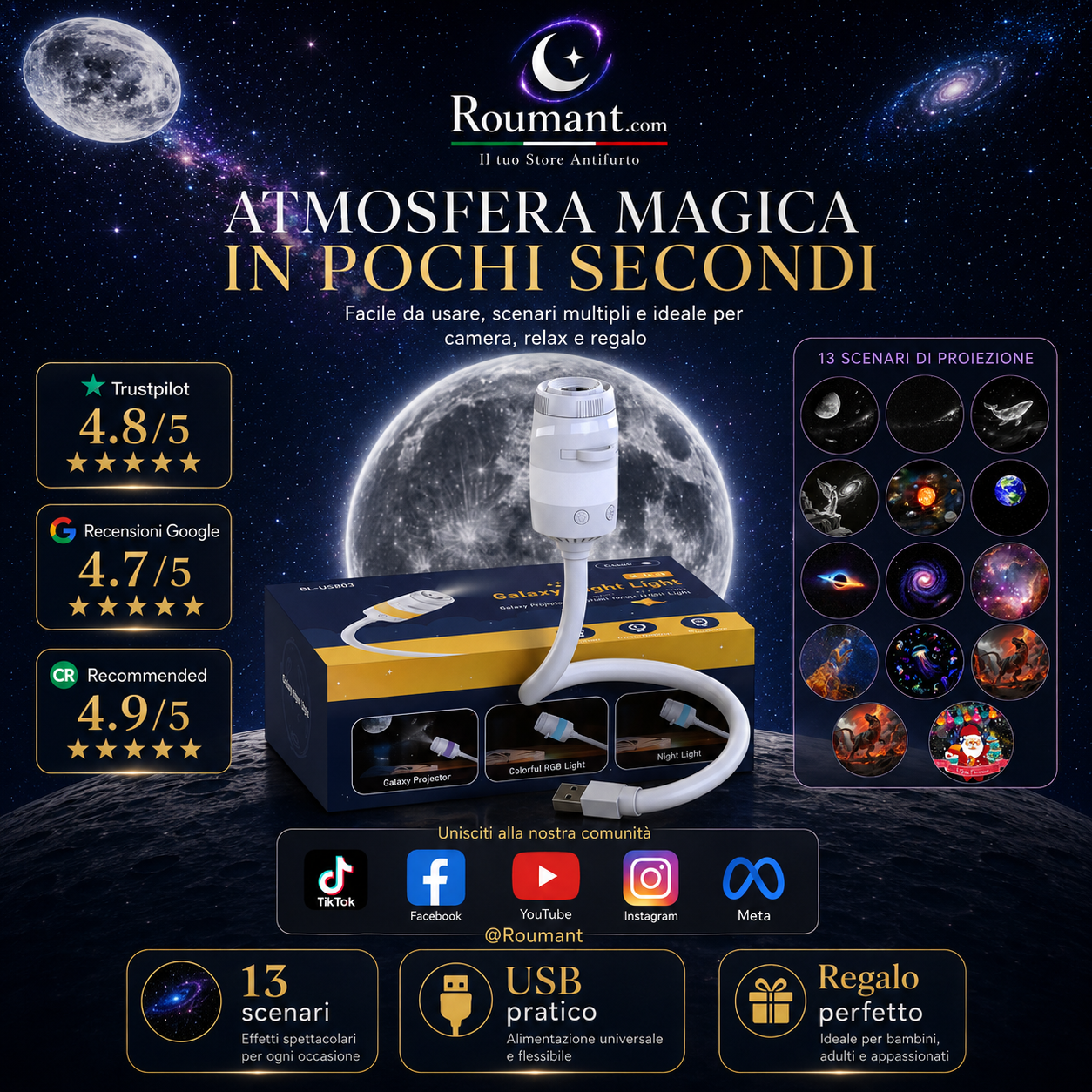 🌌 2026 Sale — Over 27,000 Sold! 💫 USB Star Projector Lamp – Dreamy Galaxy Nights ✨