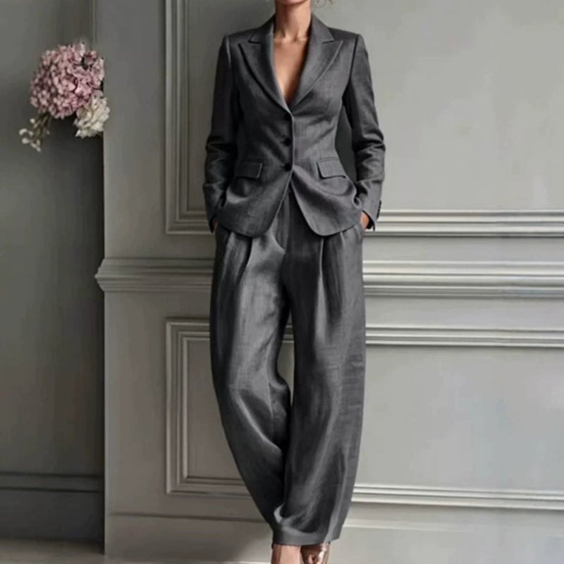 Women's Casual Blazer & Trousers 2-Piece Suit