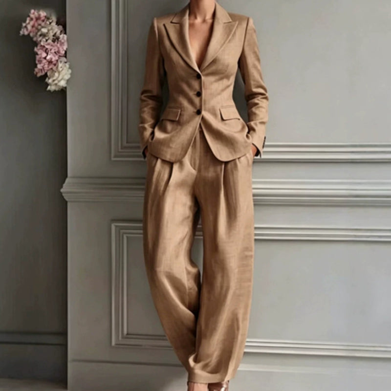 Women's Casual Blazer & Trousers 2-Piece Suit