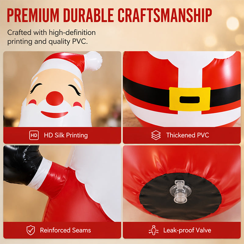 150cm Inflatable Santa Claus Tumbler with LED Light Christmas Outdoor Party Decoration