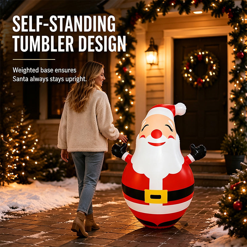150cm Inflatable Santa Claus Tumbler with LED Light Christmas Outdoor Party Decoration