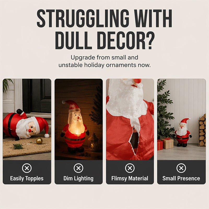 150cm Inflatable Santa Claus Tumbler with LED Light Christmas Outdoor Party Decoration