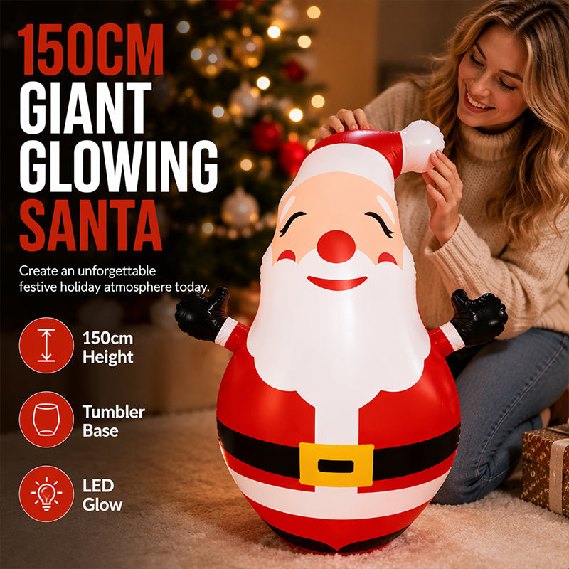 150cm Inflatable Santa Claus Tumbler with LED Light Christmas Outdoor Party Decoration