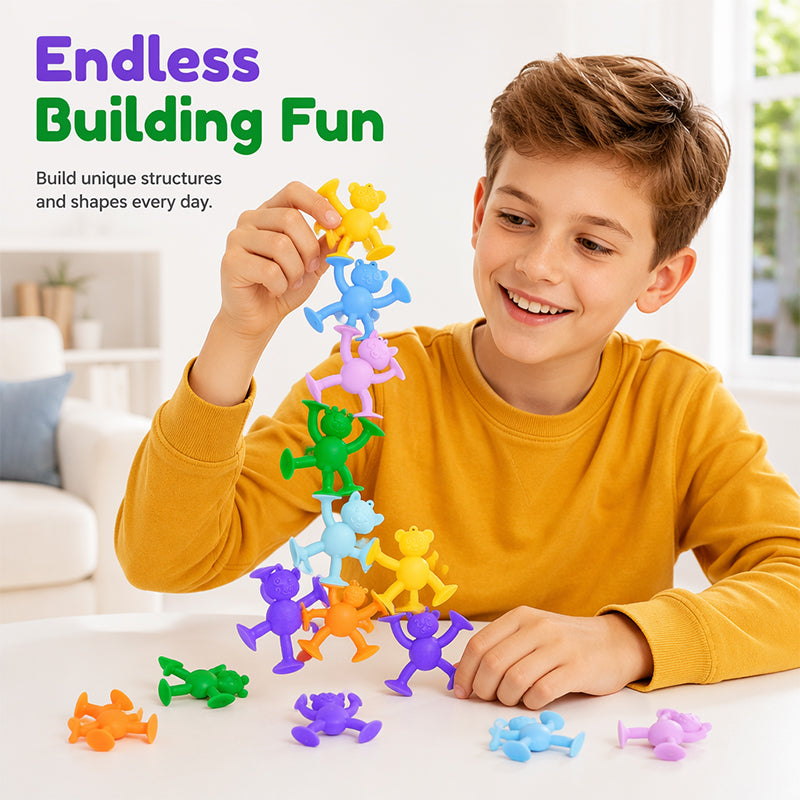 Educational Suction Cup Blocks Soft Animal Building Toys for Kids