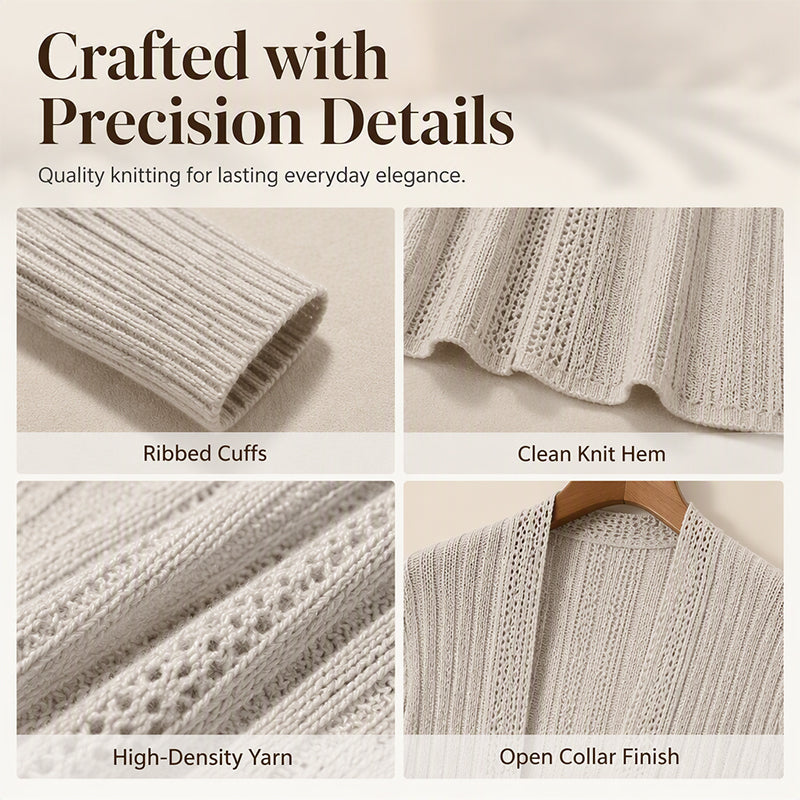 ✨ Effortless Comfort | Women's Textured-Knit Open-Front Cardigan