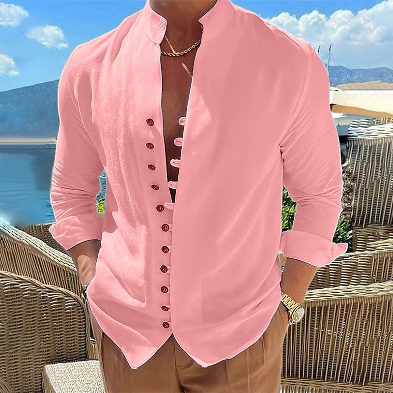 ⌛Limited-Time Offer🛍️Men's Casual Stand Collar Long Sleeve Shirt