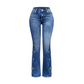 Women High Waisted Distressed Flare Jeans
